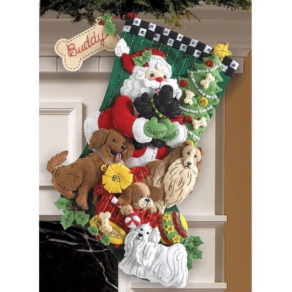 BUCILLA Santa Paws 6 Piece Felt Ornament Craft Kit 85462 Dogs/ Puppies Craft NWT - Picture 16 of 16